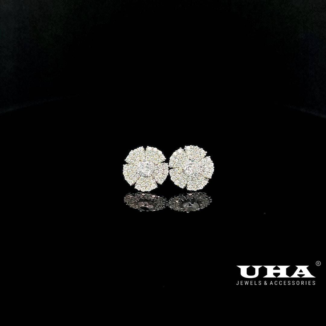 B1604 Bông tai nữ đính đá tấm CZ cao cấp sáng lấp lánh UHA-TẶNG KÈM HỘP