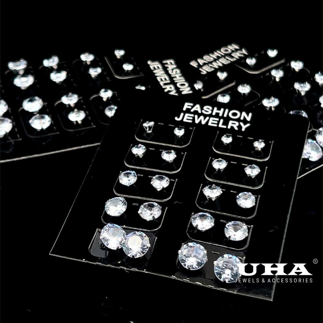 Vỉ bông tai inox 10 đôi các kích cỡ 3-7ly UHA