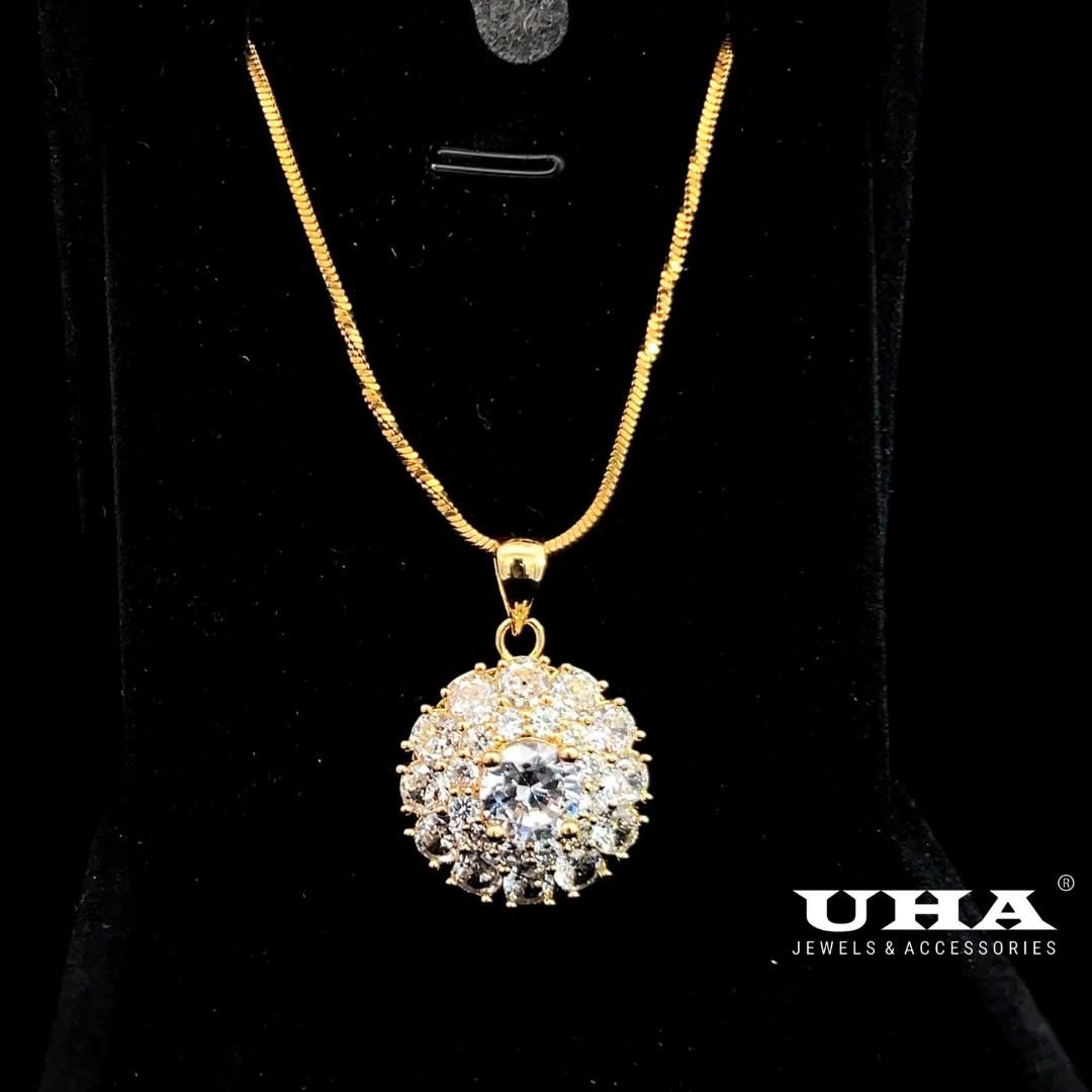 M1678 Mặt và dây chuyền nữ đính đá bagutte cao cấp sáng lấp lánh  UHA Women