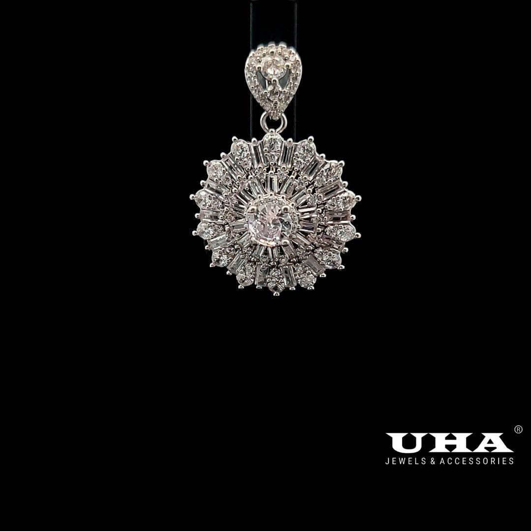 M1610 Mặt và dây chuyền nữ đính đá bagutte CZ cao cấp siêu xinh-UHA