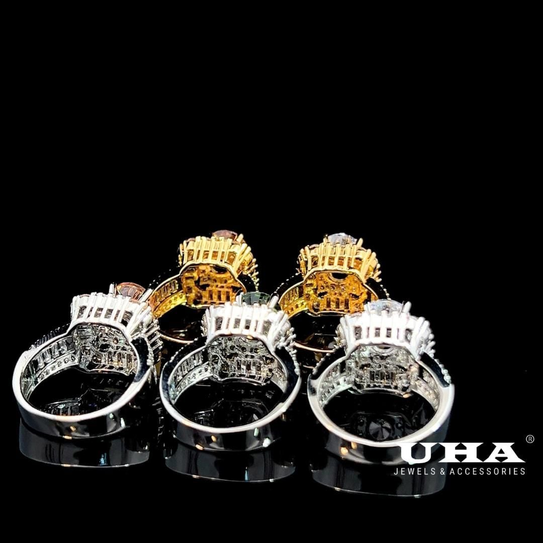 N719 Nhẫn nữ đính đá bagutte cao cấp sáng lấp lánh UHA