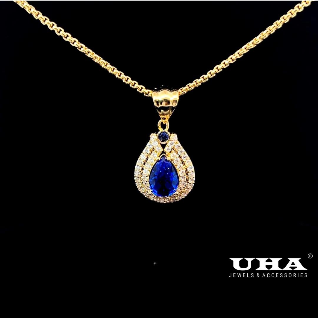 M1632 Mặt và dây chuyền đình đá màu phong thủy cao cấp sang trọng tinh tế UHA Trang Sức Jewelry Women