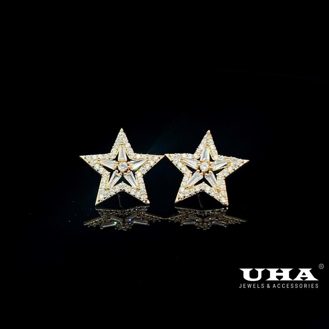 B992 Bông tai nữ thiết kế hình ngôi sao, đính đá bagutte cao cấp sáng lấp lánh UHA-TẶNG KÈM HỘP ĐỰNG