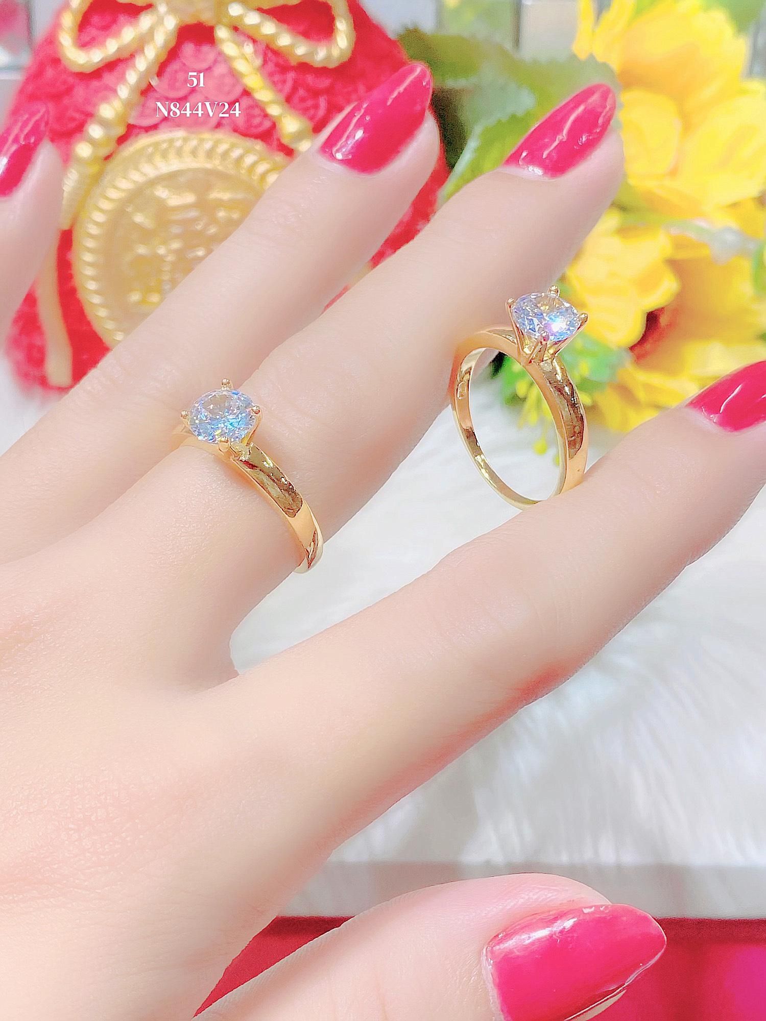 N844 Nhẫn nữ 4 chấu đính xoàn  cao cấp siêu bền màu