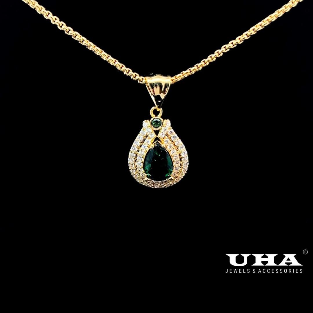 M1632 Mặt và dây chuyền đình đá màu phong thủy cao cấp sang trọng tinh tế UHA Trang Sức Jewelry Women