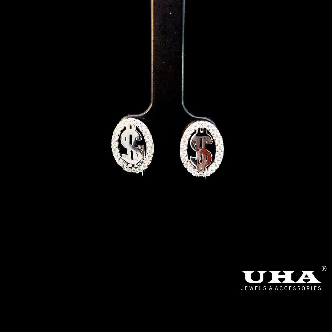 B1646 Bông tai nữ thiết kế kiểu $ đính đá CZ sáng lấp lánh UHA- TẶNG KÈM HỘP Women Hoa Tai