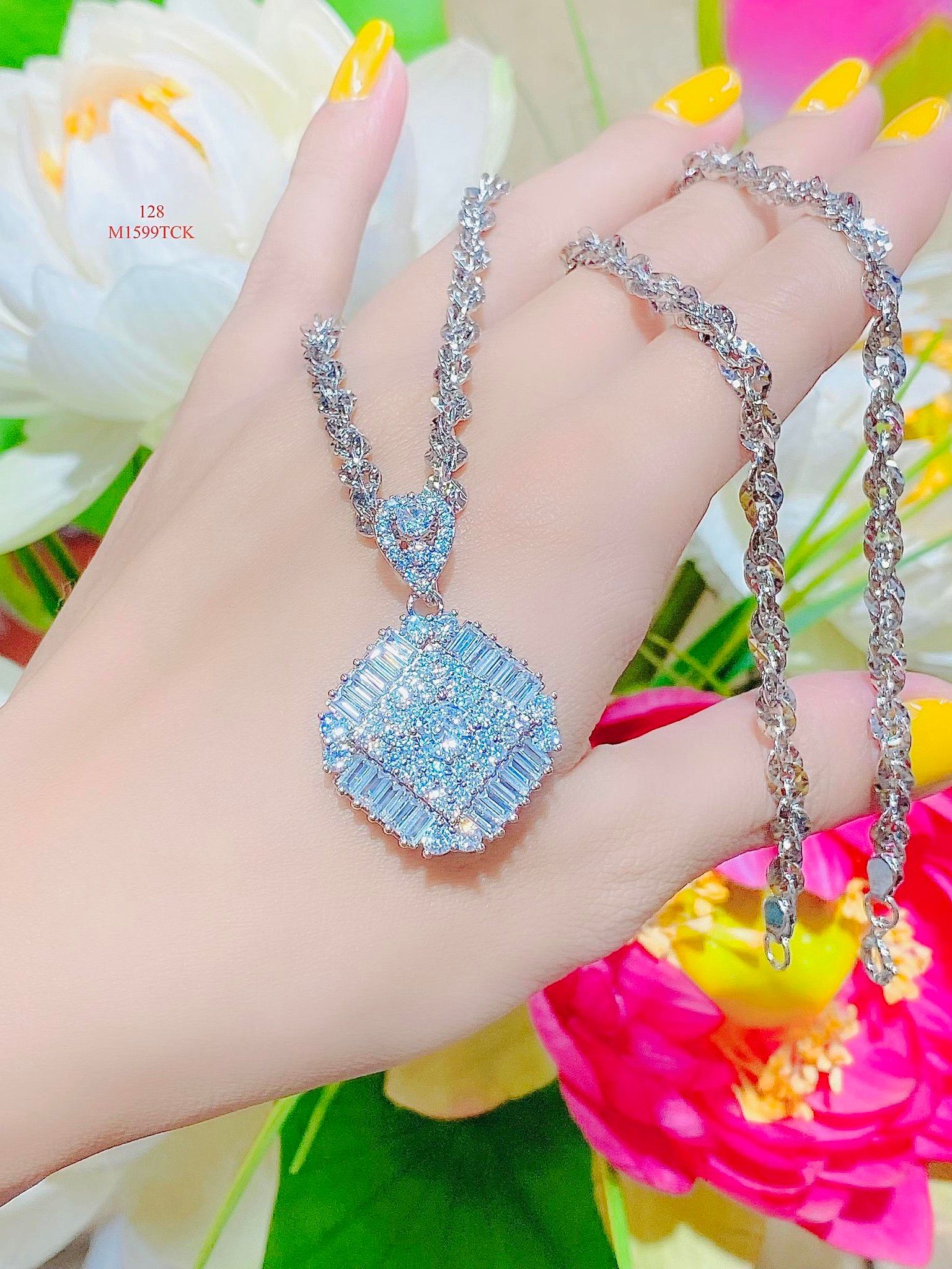 M1599 Mặt kèm dây chuyền đính đá CZ cao cấp sáng lấp lánh Women Dây Chuyền Trang Sức Nữ Jewelry Chain