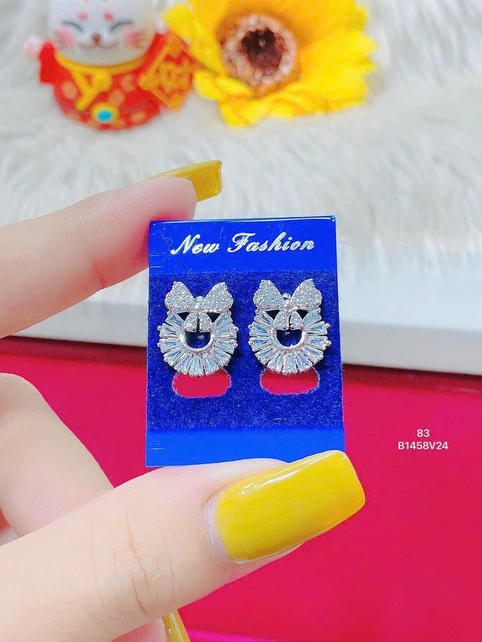 B1458 Bông tai nữ siêu dễ thương đính nơ, UHA Women Hoa Tai Voi Voan