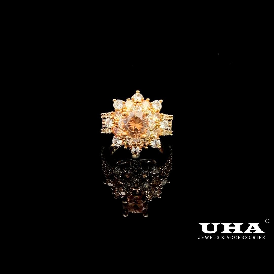 N559 Nhẫn nữ đính đá màu phong thủy cao cấp sáng lấp lánh UHA Women