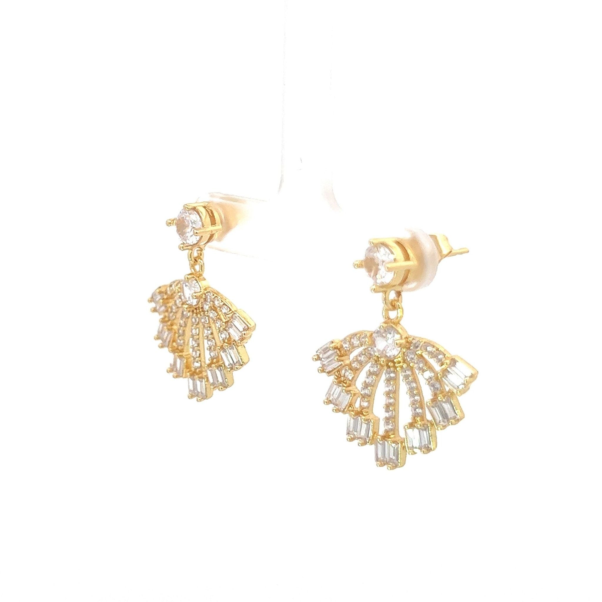 B1518 Bông tai nữ kiểu đính đá baguette  siêu xinh Hoa Tai Women