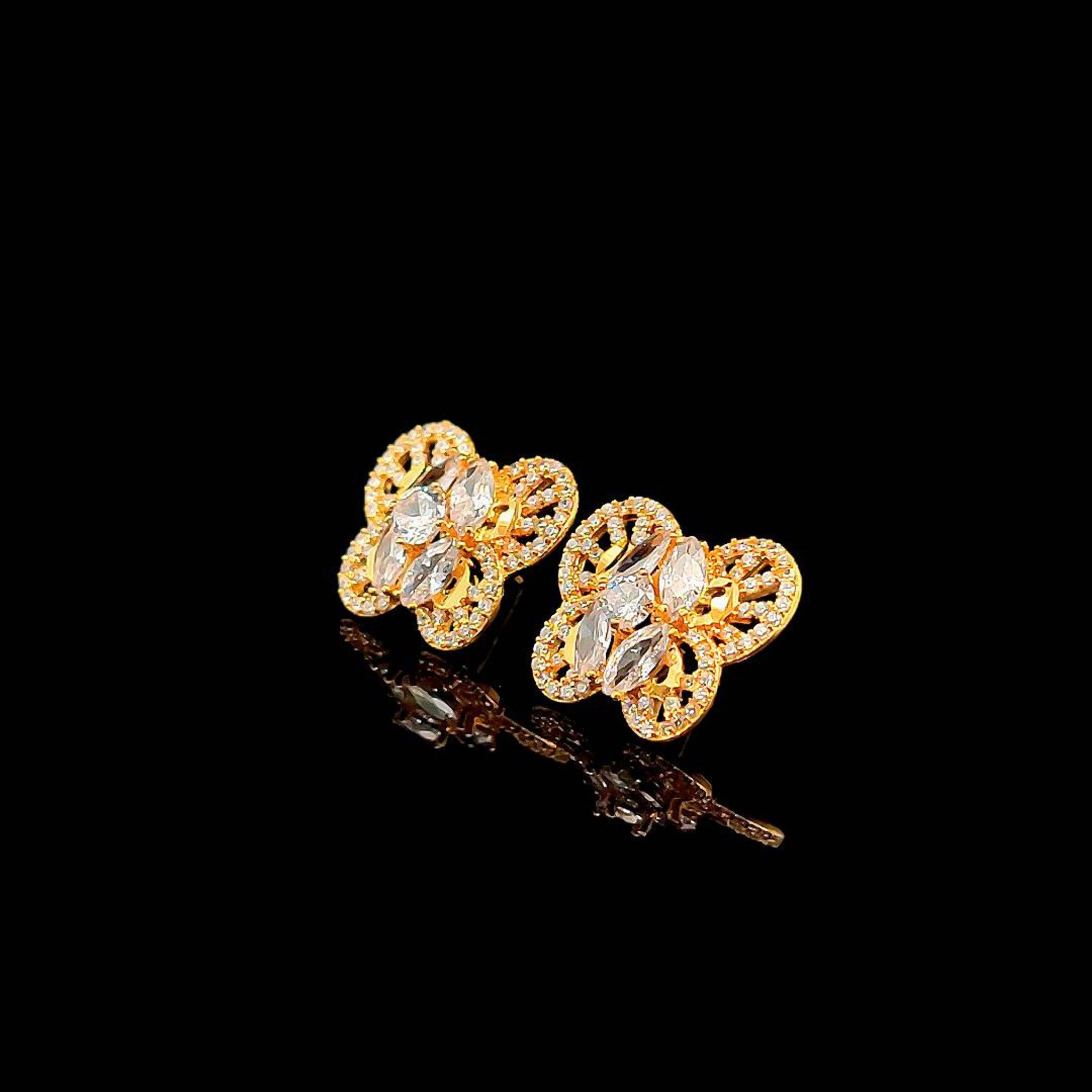 B1082154 Bông tai con bướm kiểu dáng đính đá baguette siêu xinh Women