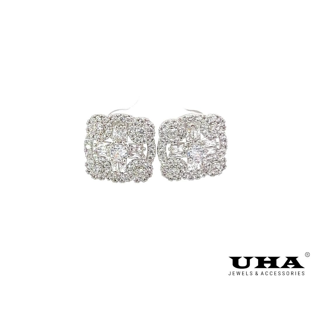 B1485 Bông tai nữ đính đá baguette sáng lấp lánh UHA Women Voi