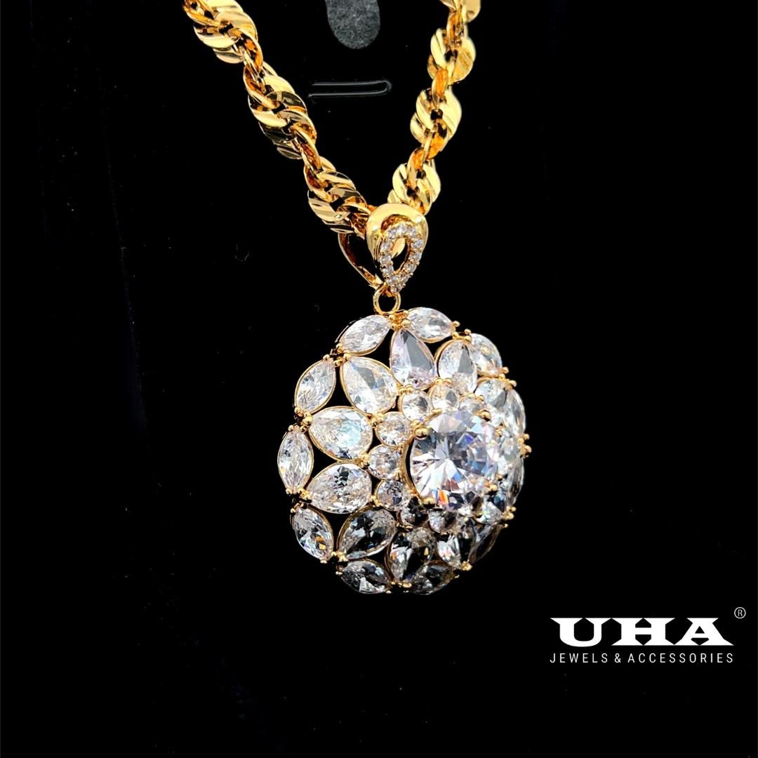 M1621 Mặt và dây chuyền nữ đính đá bagutte cao cấp, thiết kế tinh tế sang trọng UHA