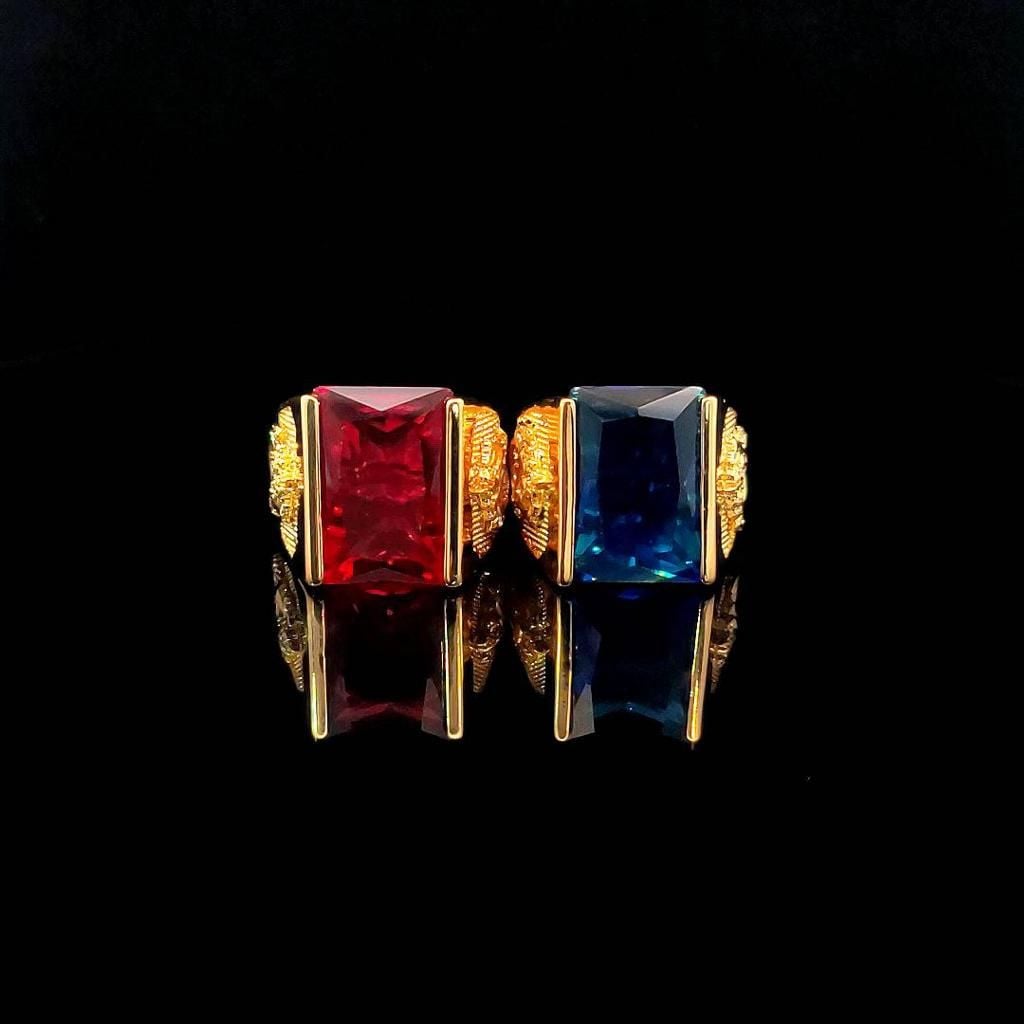 Nhẫn 81 Xi Mặt Chữ Nhật Phong Thủy Đá Màu N81