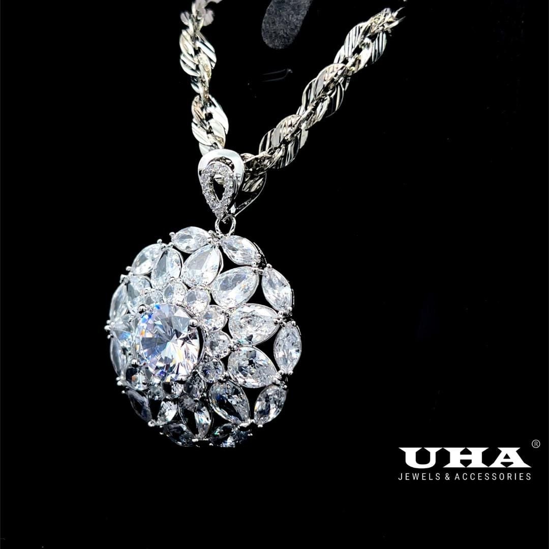 M1621 Mặt và dây chuyền nữ đính đá bagutte cao cấp, thiết kế tinh tế sang trọng UHA