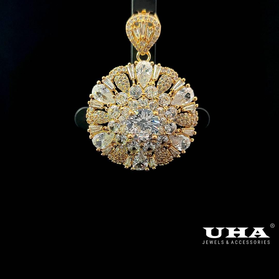 M1608 Mặt và dây chuyền nữ đính đá bagutte CZ cao cấp sáng lấp lánh UHA