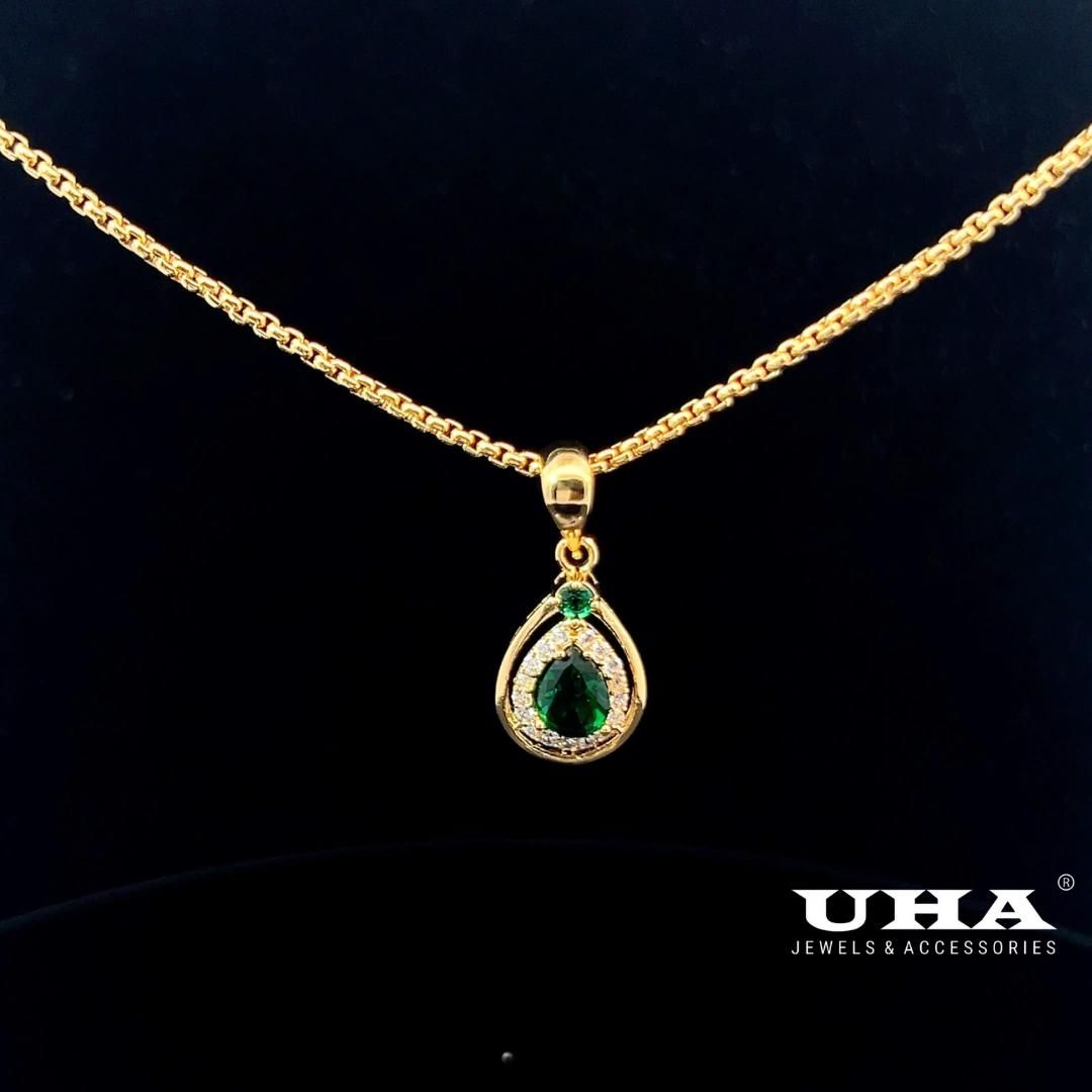 M1629 Mặt và dây chuyền đính đá màu phong thủy cao cấp thiết kế  sang trọng UHA Trang Sức Jewelry Women