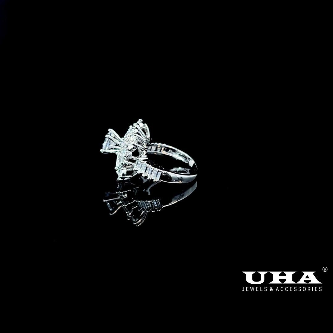 N1210 Nhẫn nữ đính đá CZ thiết kế tinh tế trẻ trung cá tinh nhẹ nhàng UHA Women