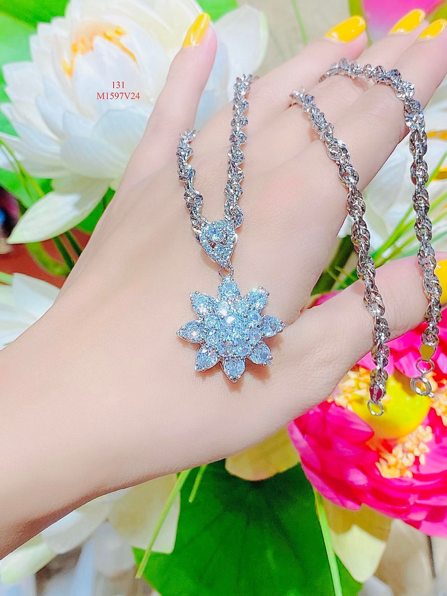 M1597 Mặt kèm dây chuyền nữ dính đá CZ cao cấp sáng lấp lánh Dây Chuyền Women Jewelry Chain