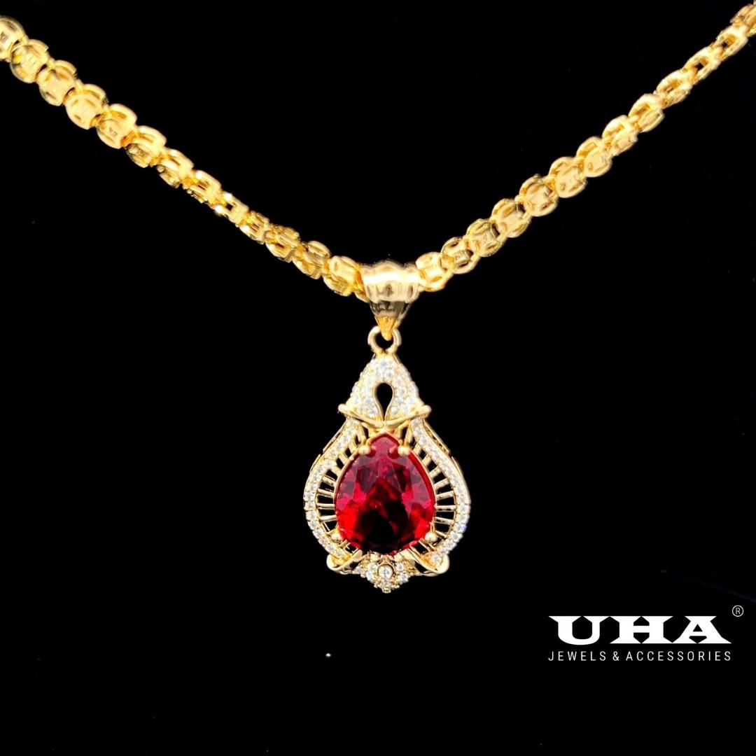 M1627 Mặt và dây chuyền đính dá CZ cao cấp thiết kế đá màu phong thủy sang trọng UHA