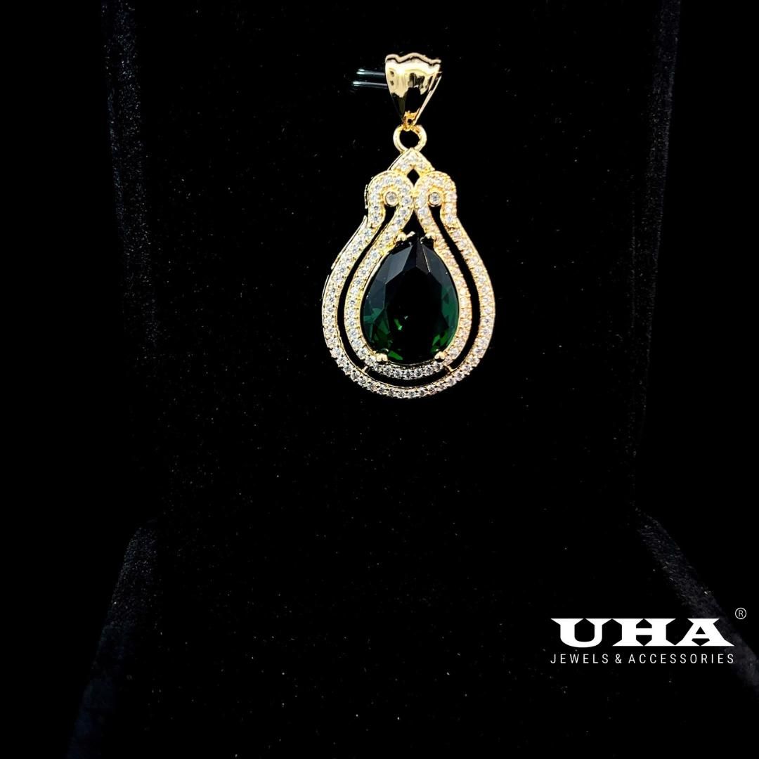 M1631 Mặt và dây chuyền đính đá CZ cao cấp thiết kế đá màu phong thủy UHA