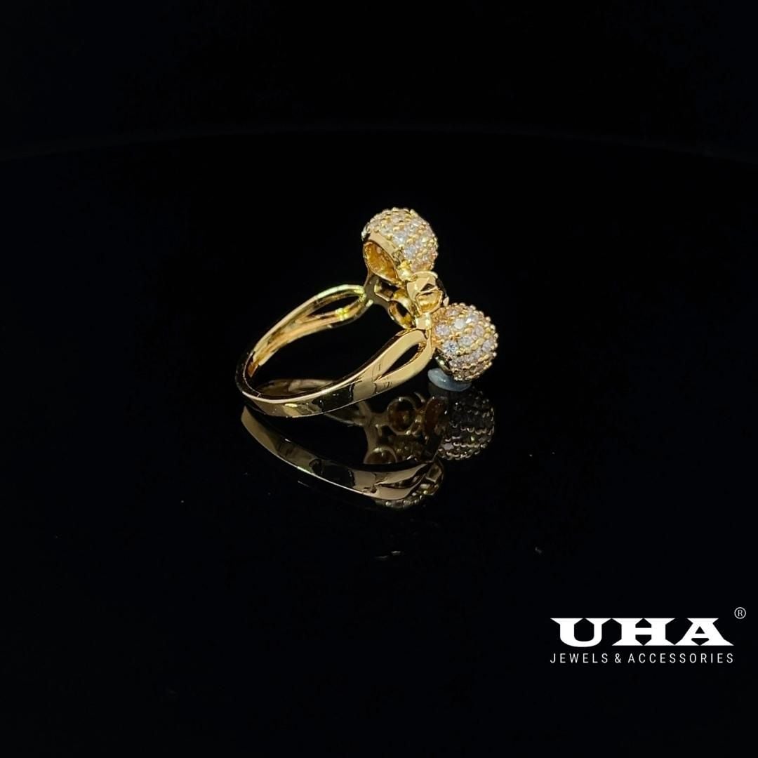 N595 Nhẫn nữ trái châu chạm khắc tinh tế đơn giản trẻ trung UHA