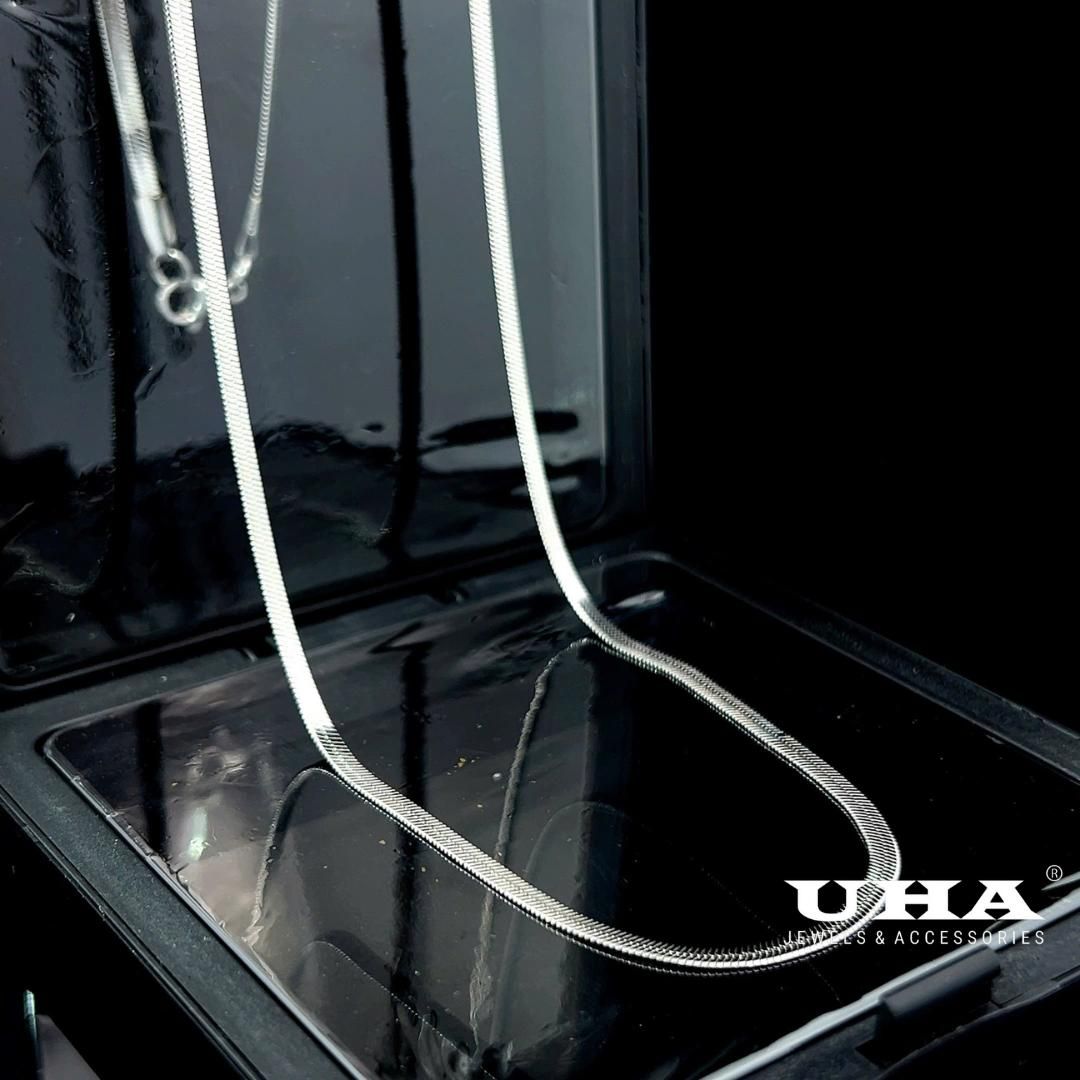 DIN4 Dây chuyền inox unisex bản dẹp 2ly thiết kế cao cấp bền màu UHA
