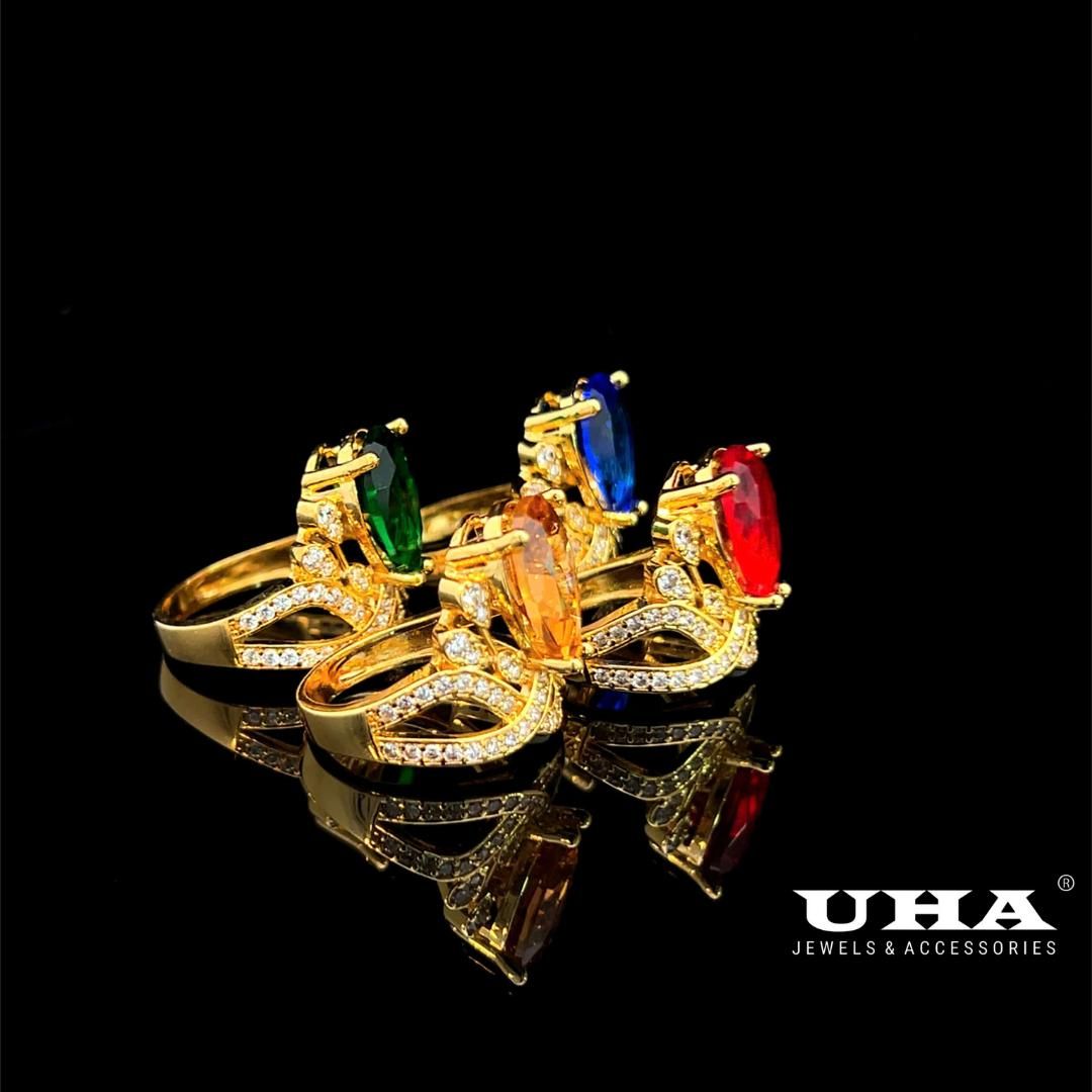 N703 Nhẫn nữ đính đá ovan màu phong thủy cao cấp UHA Women