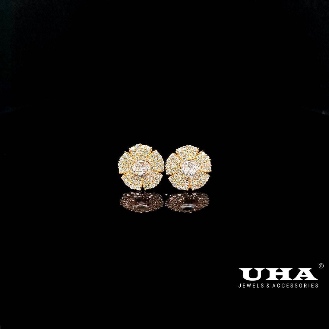 B1604 Bông tai nữ đính đá tấm CZ cao cấp sáng lấp lánh UHA-TẶNG KÈM HỘP