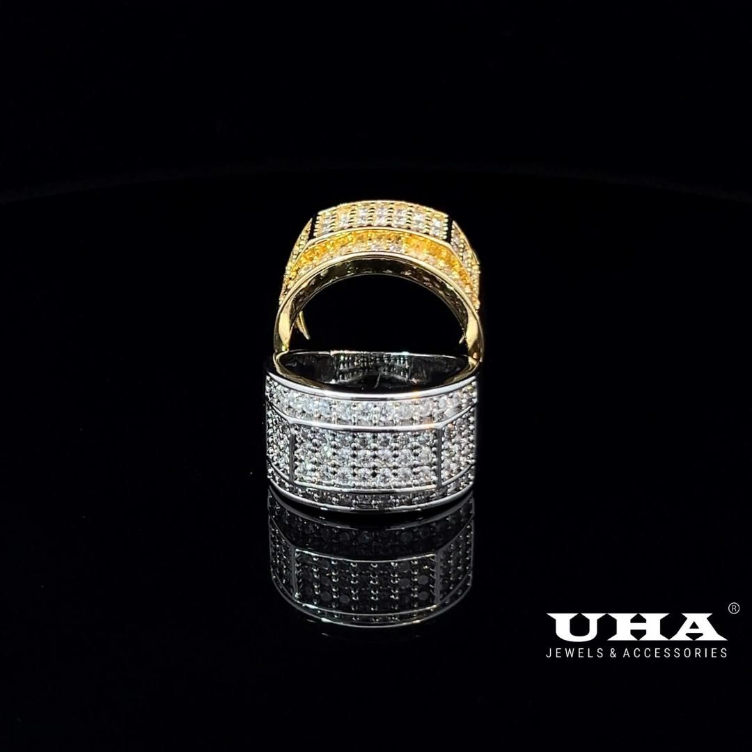 N702 Nhẫn nam đính đá tấm cao cấp sáng lấp lánh UHA Nhẫn