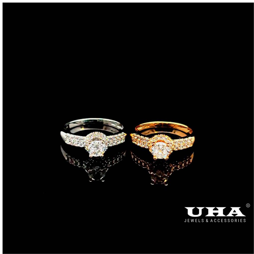 Nhẫn nữ UHA mạ vàng 18k , xi kim đính đá CZ - Trang Sức UHA N846