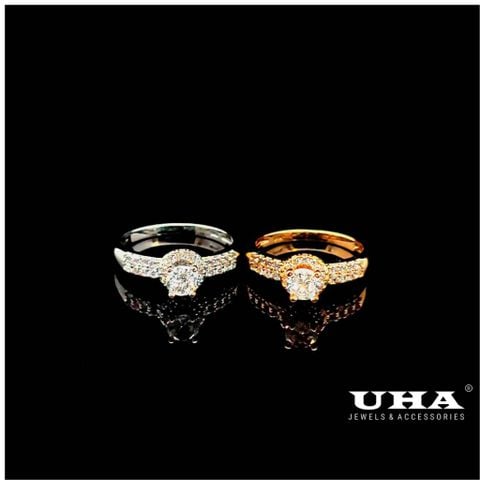 Nhẫn nữ UHA mạ vàng 18k , xi kim đính đá CZ - Trang Sức UHA N846
