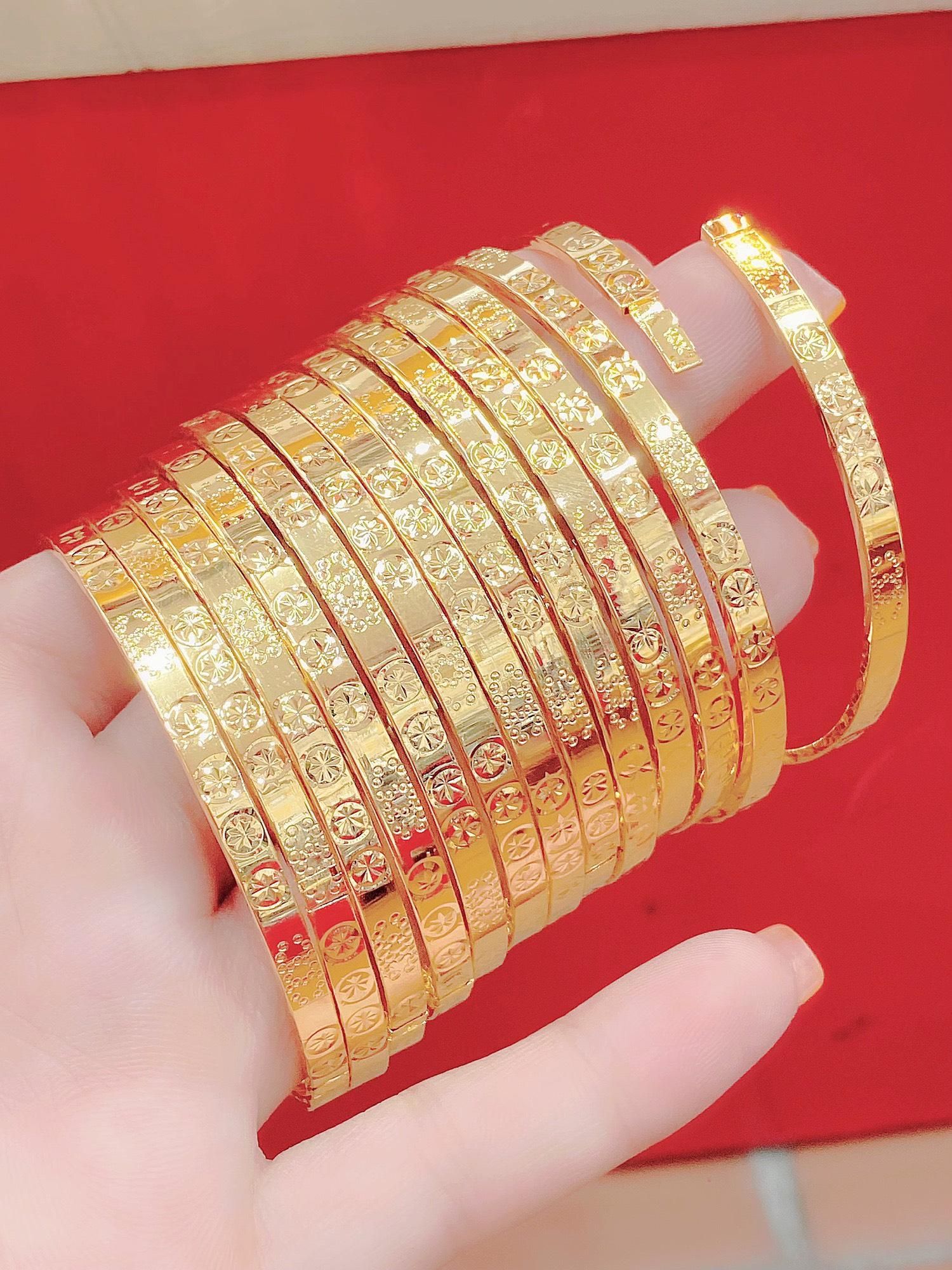 Vòng ximen khóa vàng thật 7 chiếc vòng tuần 7 chiếc sáng lấp lánh bền màu , vòng tay nữ KV16 Phụ Kiện