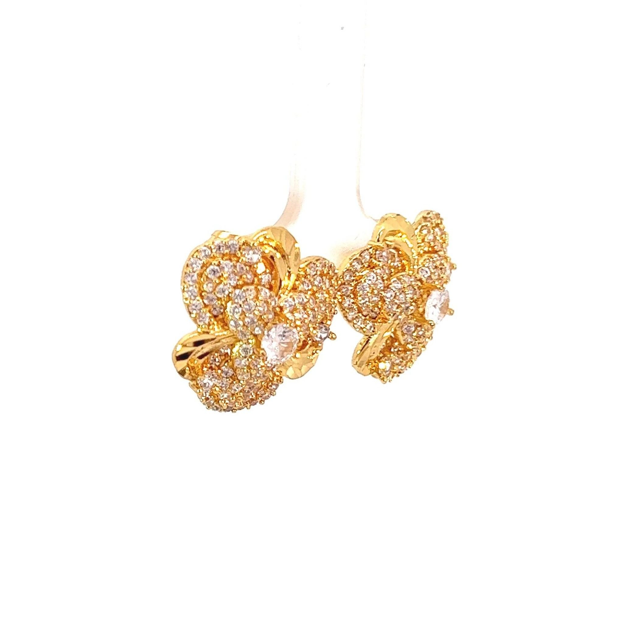 B1121 Bông tai hoa đính dá CZ cao cấp bền màu sáng lấp lánh-UHA Hoa Tai Women Khuyên Tai