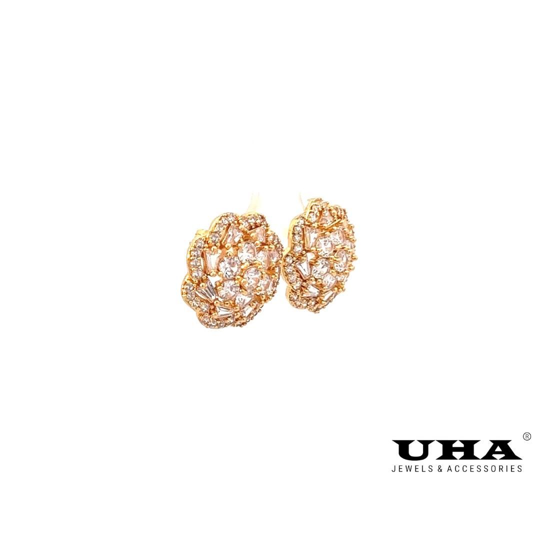 B1456 Bông tai nữ đính đá baguette thiết kế bền màu UHA Women Voi