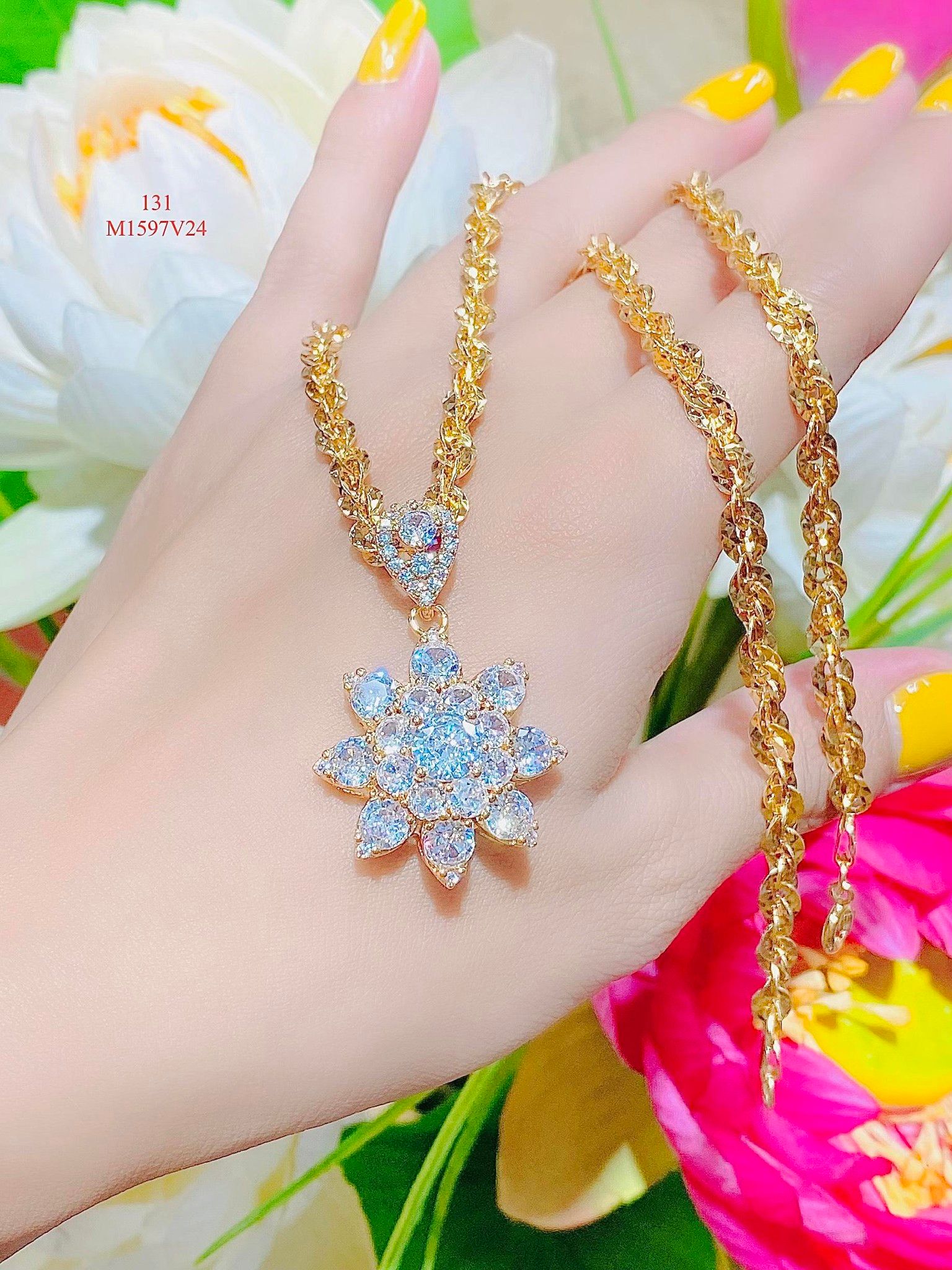 M1597 Mặt kèm dây chuyền nữ dính đá CZ cao cấp sáng lấp lánh Dây Chuyền Women Jewelry Chain
