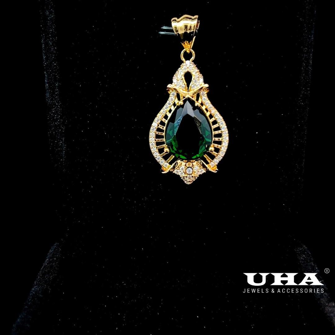 M1627 Mặt và dây chuyền đính dá CZ cao cấp thiết kế đá màu phong thủy sang trọng UHA