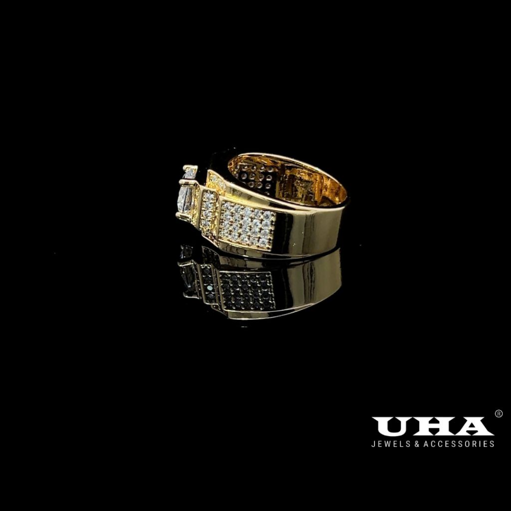 N100 Nhẫn nam mạ đính đá CZ cao cấp, phong cách sang trọng UHA