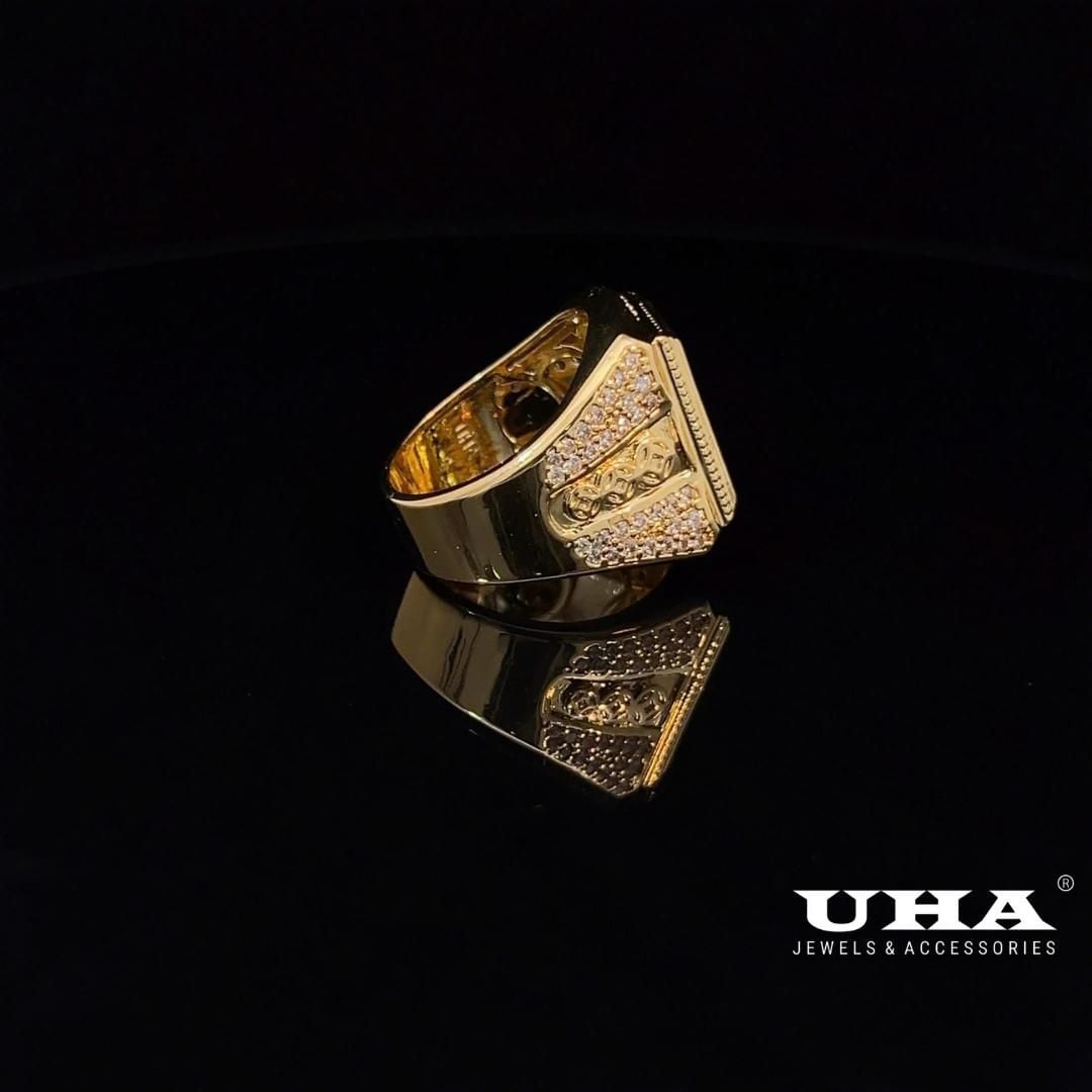 N1211 Nhẫn nam chạm khắc chữ thiết kế sang trọng có lót lòng UHA