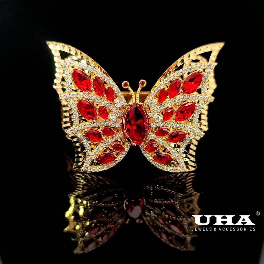 V591 Vòng tay nữ kiểu cánh bướm đính đá màu phong thủy siêu xinh-UHA