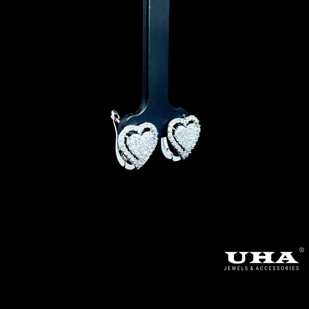 B1651 Bông tai nữ thiết kế kiểu trái tim đính đá sáng lấp lánh -TẶNG KÈM HỘP ĐỰNG Women Hoa Tai