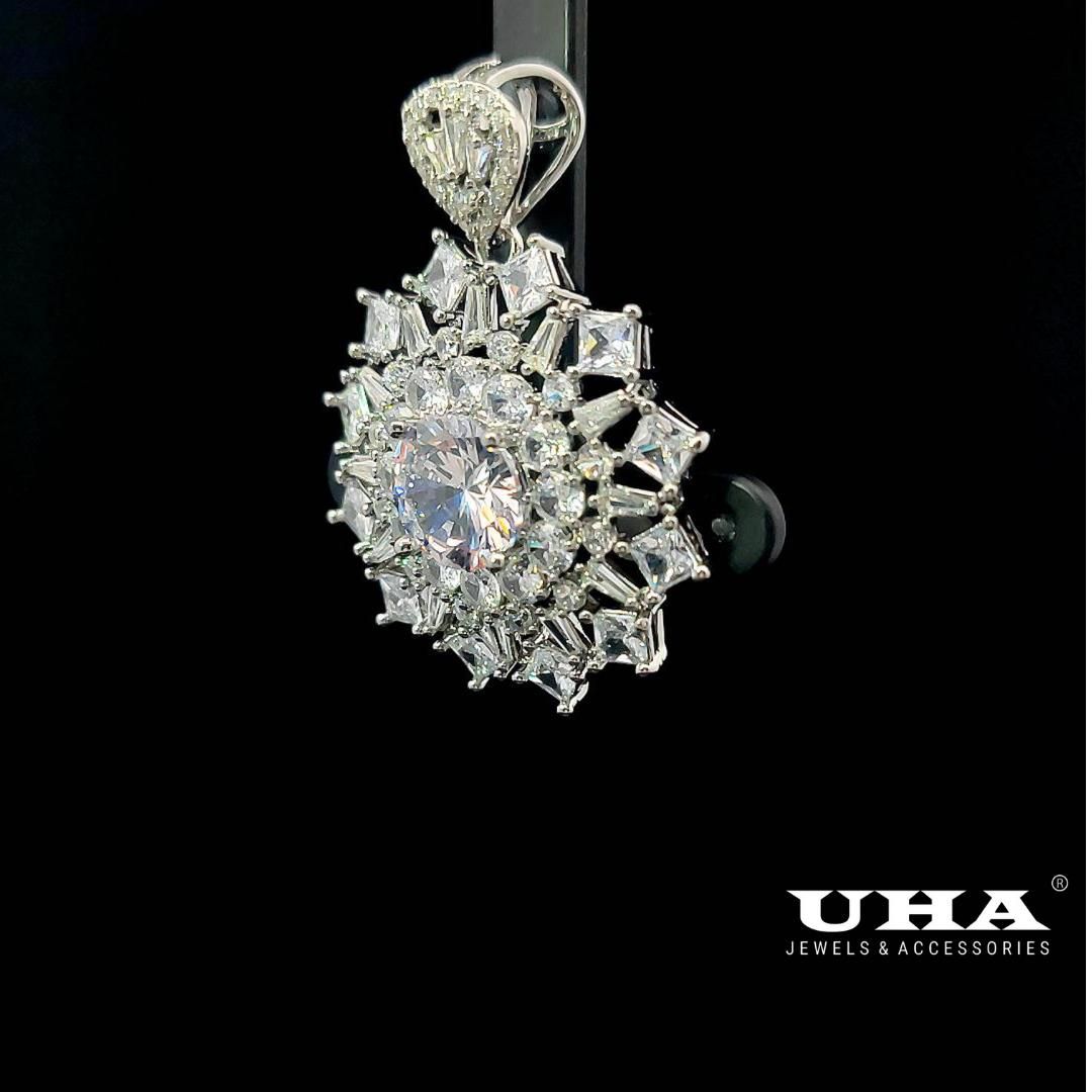 M1607 Mặt và dây chuyền nữ đính đá bagutte CZ cao cấp sáng lấp lánh UHA