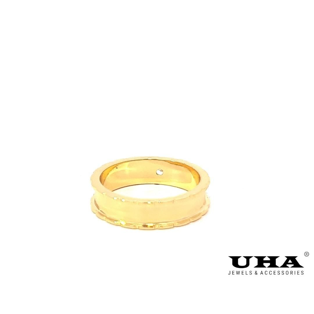 N1038 Nhẫn trơn Unisex đính đá CZ đơn giản, cao cấp-UHA Women