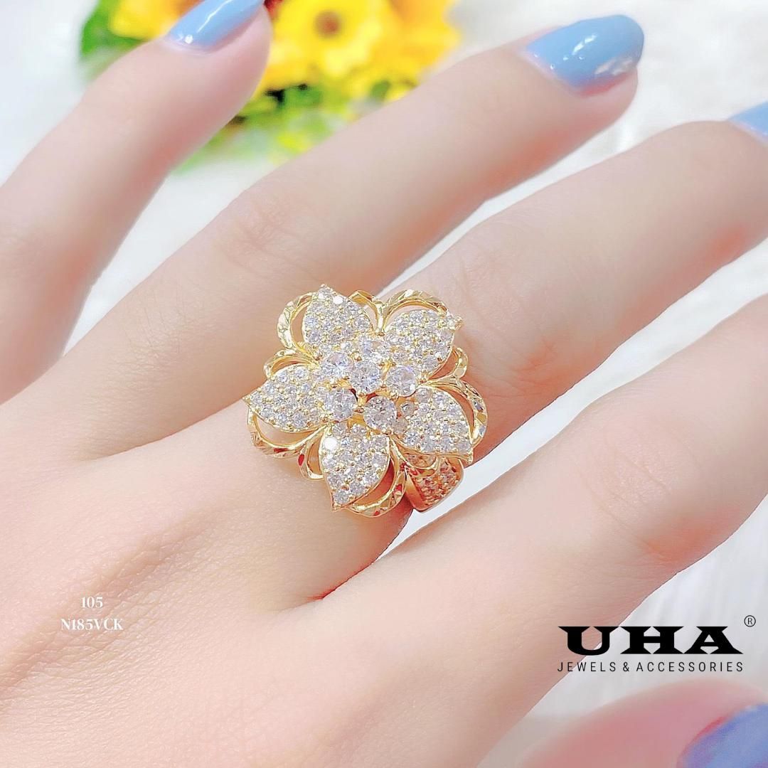 N185 - Nhẫn nữ đính đá CZ cao cấp siêu bền màu UHA
