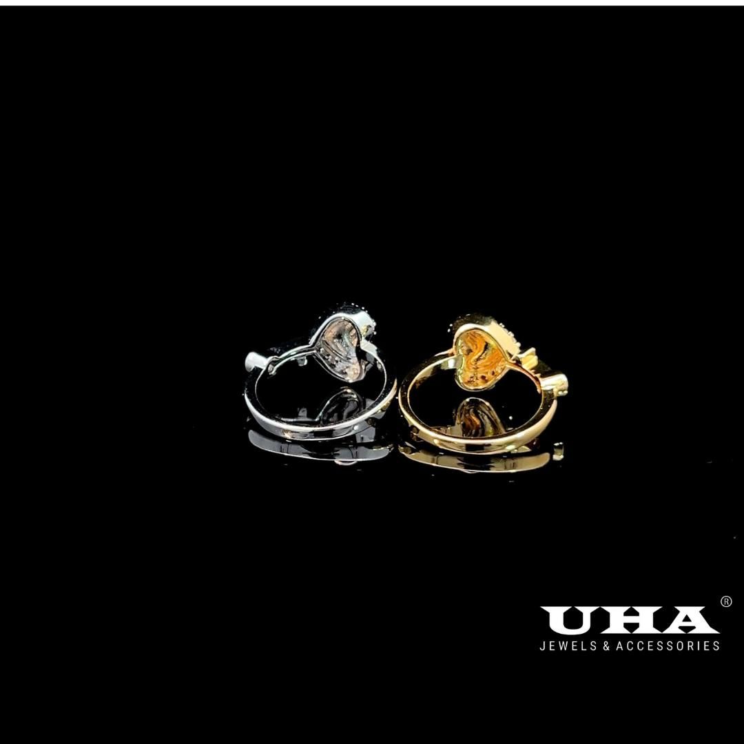 N1282 Nhẫn nữ thiết kế kiểu trái tim đính đá CZ cao cấp sáng lấp  lánh UHA Women