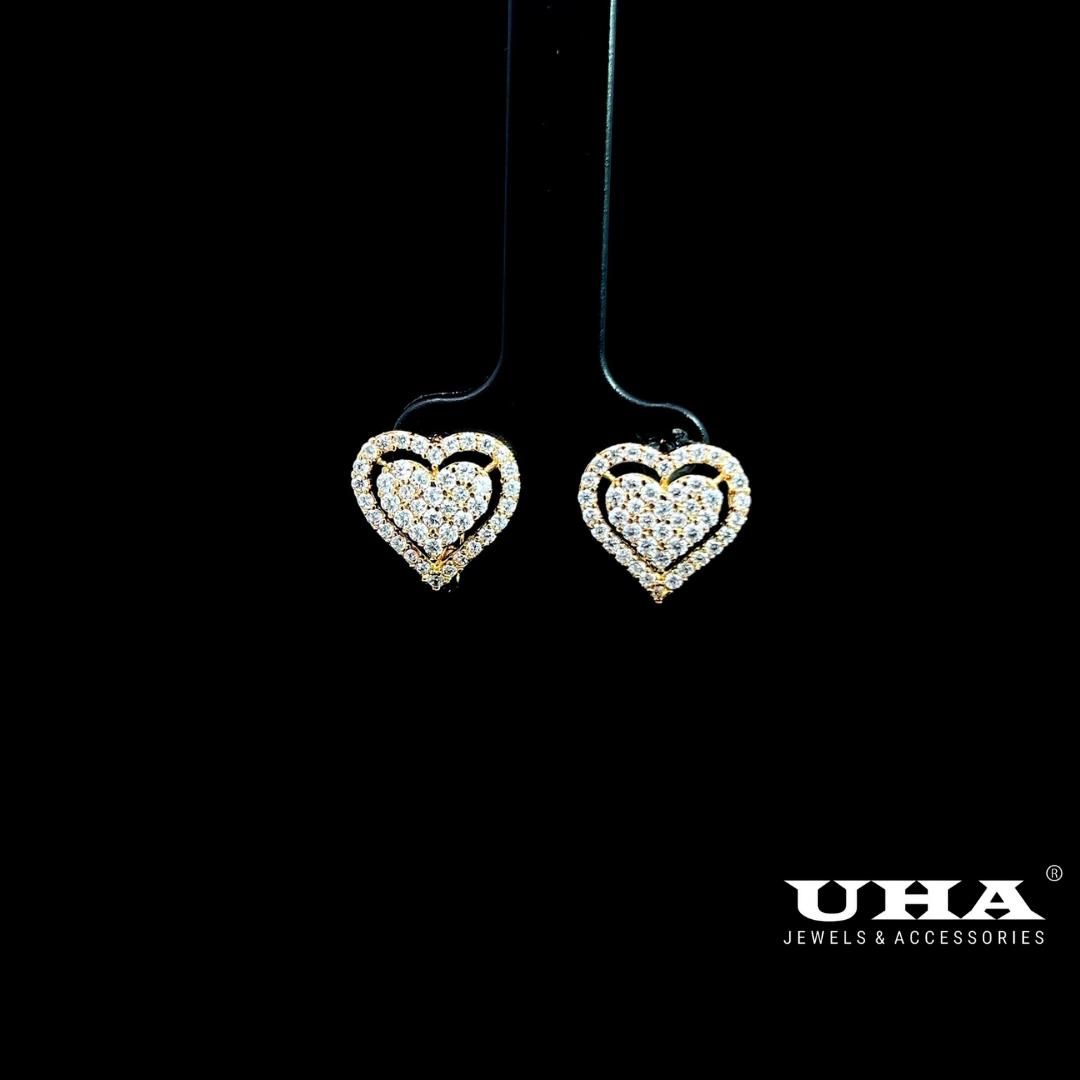 B1651 Bông tai nữ thiết kế kiểu trái tim đính đá sáng lấp lánh -TẶNG KÈM HỘP ĐỰNG Women Hoa Tai