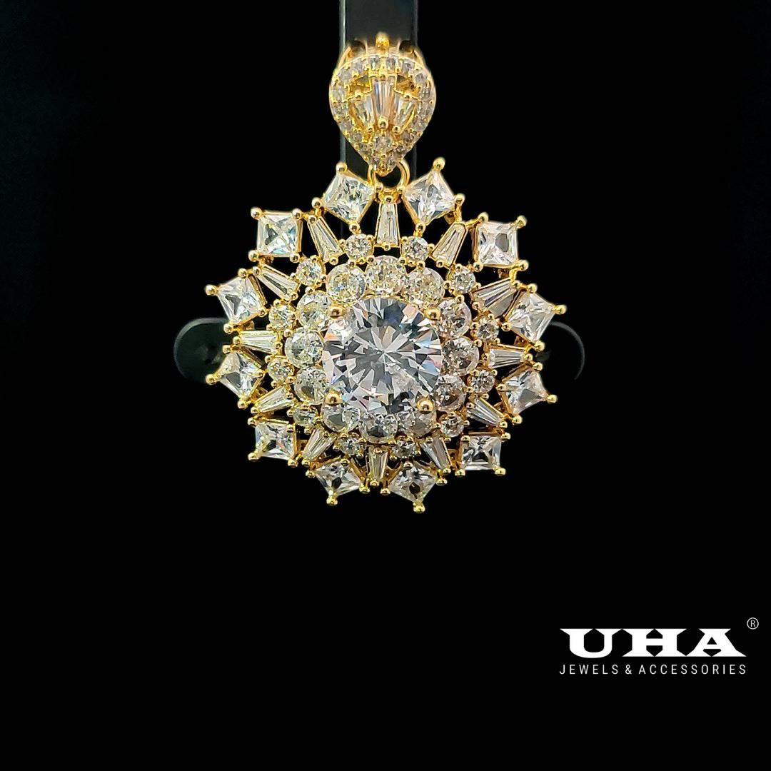 M1607 Mặt và dây chuyền nữ đính đá bagutte CZ cao cấp sáng lấp lánh UHA