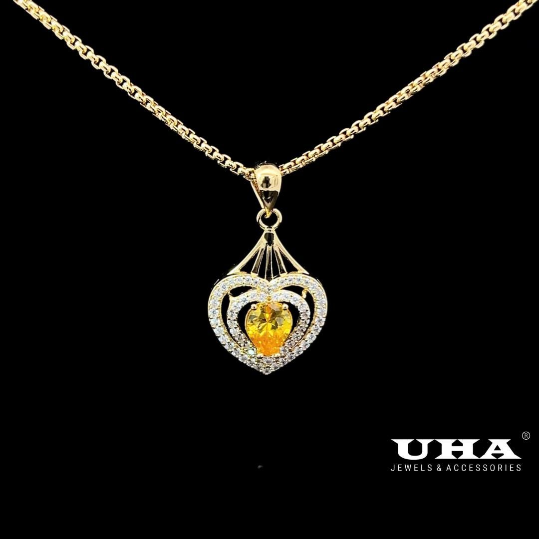 M1633 Mặt và dây chuyền đính đá CZ cao cấp thiết kế đá màu phong thủy sang trọng UHA