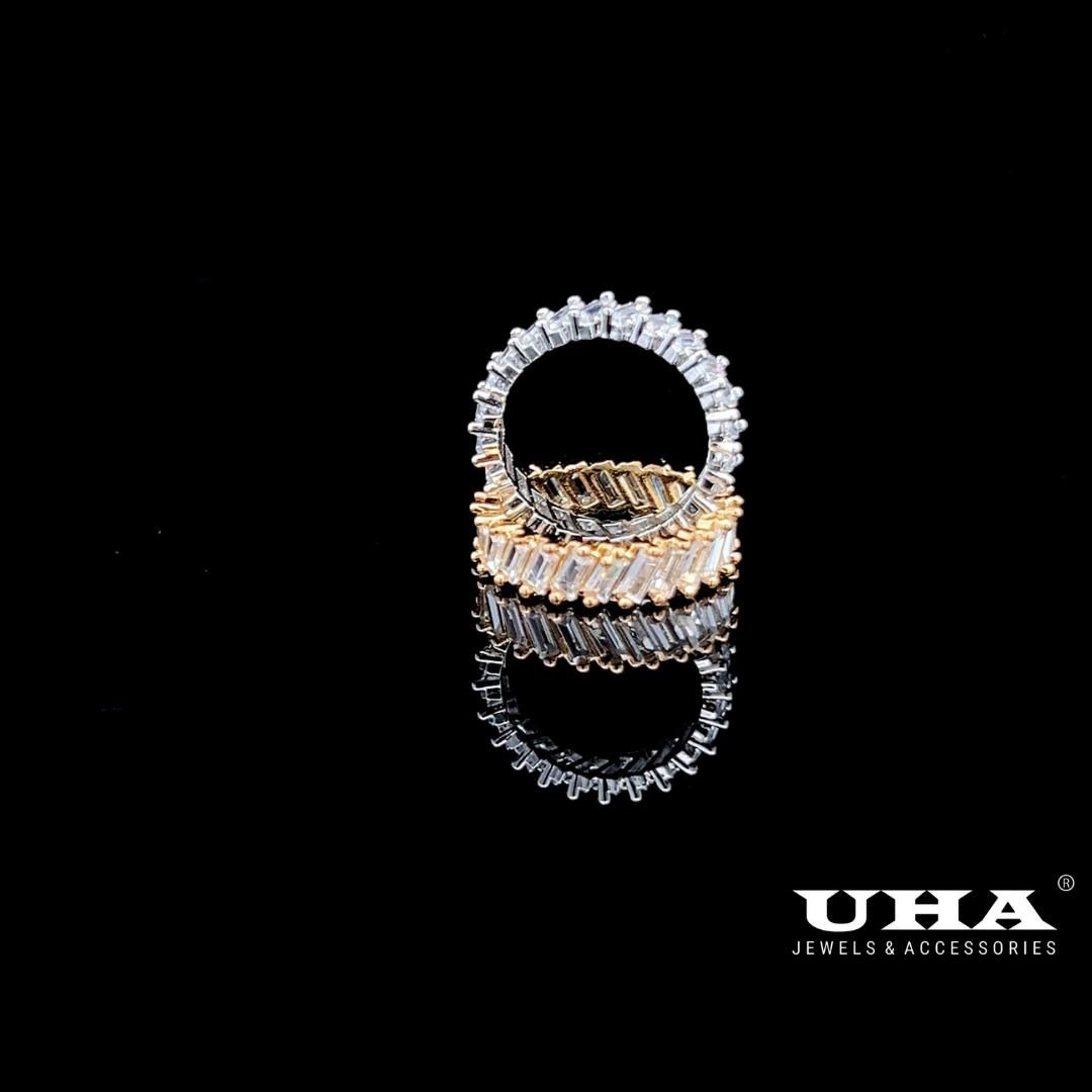 Nhẫn Unisex N1278 đính đá bagutte cao cấp sáng lấp lánh UHA