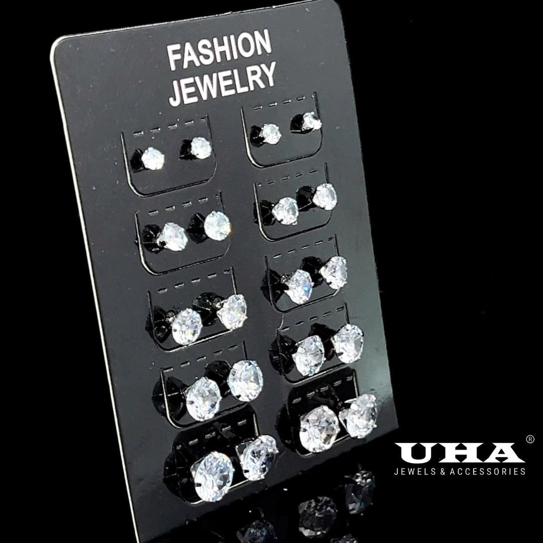 Vỉ bông tai inox 10 đôi các kích cỡ 3-7ly UHA